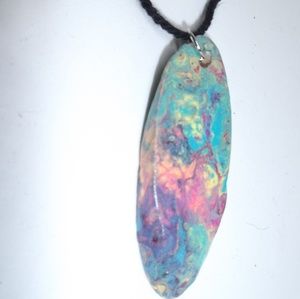 Rainbow Driftwood Handpainted Artisan Necklace